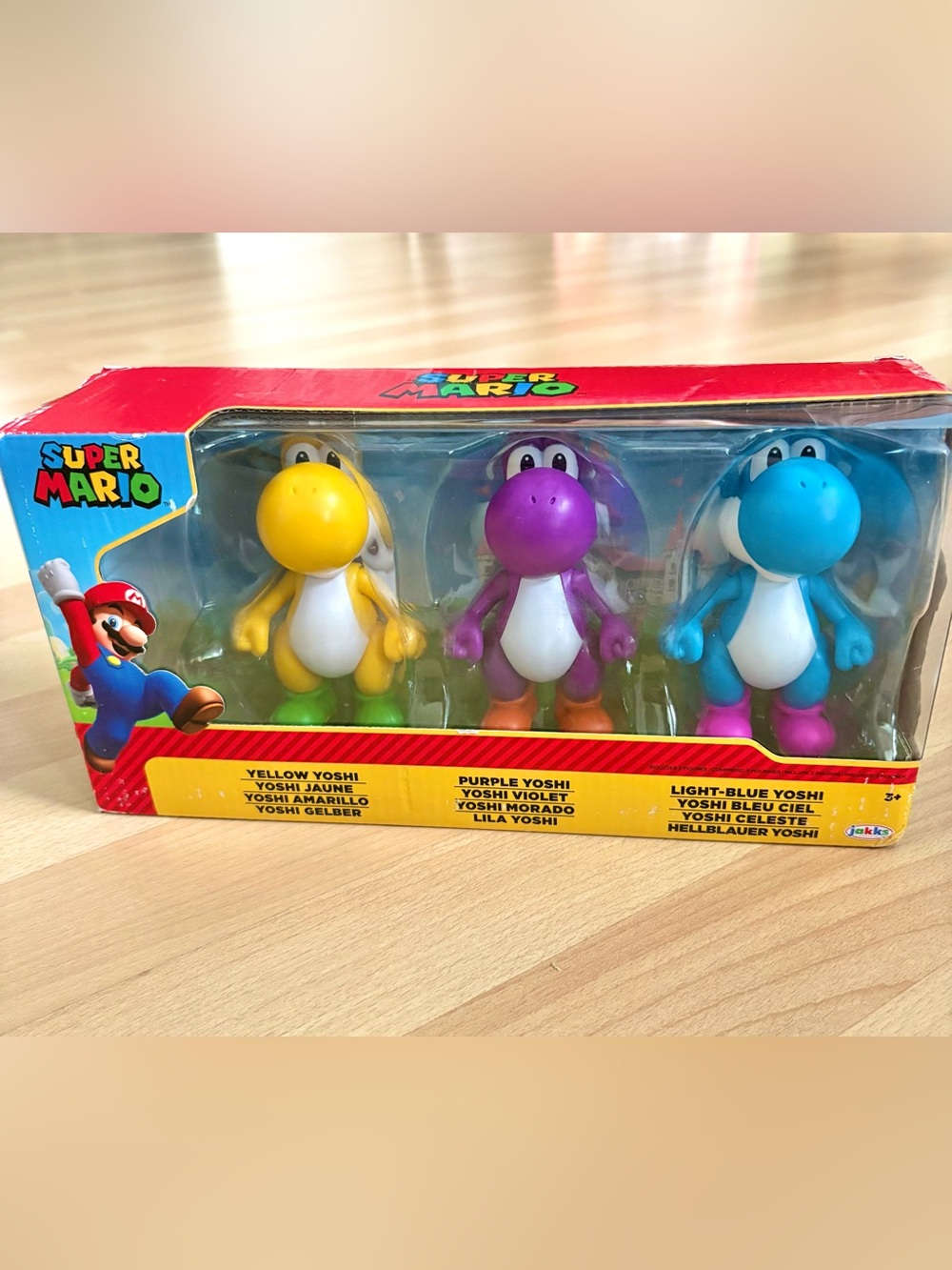 Nintendo Super Mario Yoshi Figures Pack of 3 Light Blue Purple & Yellow NEW